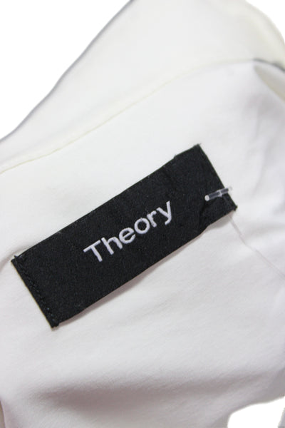 Theory Mens Point Collar Dress Shirt White 100% Cotton Long Sleeve Size L