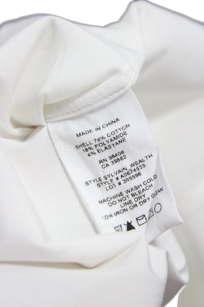 Theory Mens Point Collar Dress Shirt White 100% Cotton Long Sleeve Size L