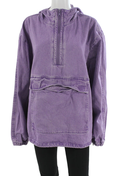 Levis Unisex Pullover Hoodie Purple Cotton High Neck Zip Long Sleeve Size M