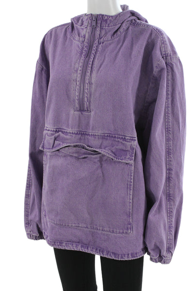 Levis Unisex Pullover Hoodie Purple Cotton High Neck Zip Long Sleeve Size M