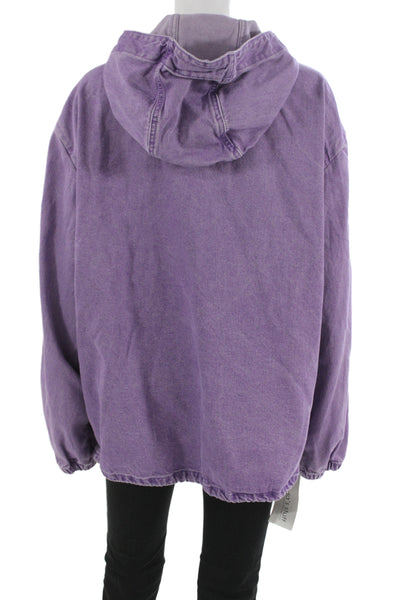 Levis Unisex Pullover Hoodie Purple Cotton High Neck Zip Long Sleeve Size M