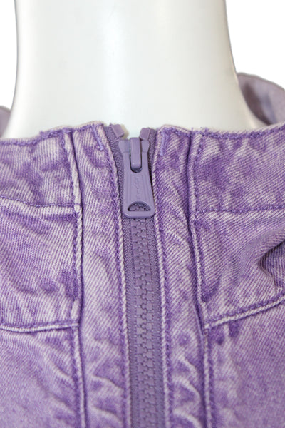 Levis Unisex Pullover Hoodie Purple Cotton High Neck Zip Long Sleeve Size M