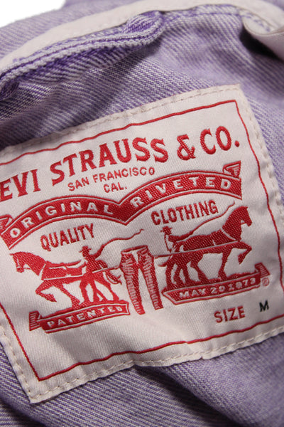 Levis Unisex Pullover Hoodie Purple Cotton High Neck Zip Long Sleeve Size M