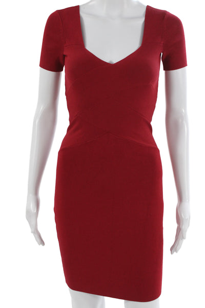 Armani Exchange Women Bodycon Pencil Dress Red Viscose Polyamide Size XS