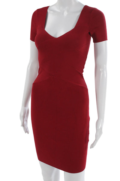 Armani Exchange Women Bodycon Pencil Dress Red Viscose Polyamide Size XS