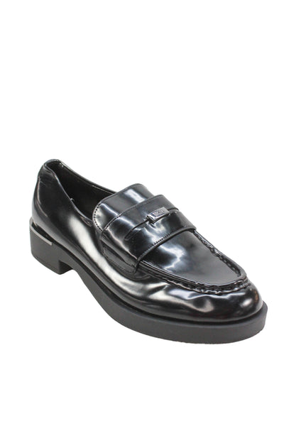 DKNY Womens Vegan Leather Slip On Loafers Black Size 7M