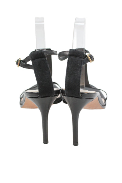 Cole Haan Womens Leather Ankle Strap Sandals Heels Black Size 10B