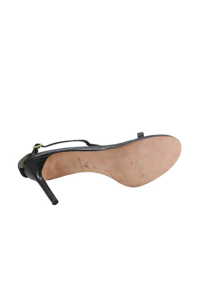 Cole Haan Womens Leather Ankle Strap Sandals Heels Black Size 10B