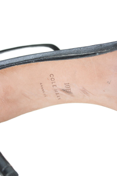 Cole Haan Womens Leather Ankle Strap Sandals Heels Black Size 10B