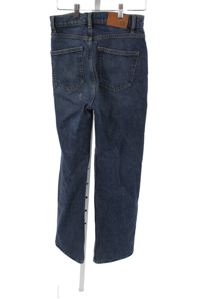 EB Denim Unisex Straight High Rise Dark Blue Jeans Size 25