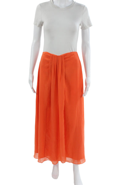 Cami NYC Womens Maxi Skirt Orange Solid 100% Polyester Long Size 4