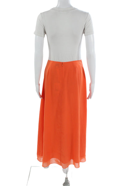 Cami NYC Womens Maxi Skirt Orange Solid 100% Polyester Long Size 4