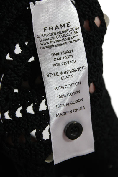 Frame Womens Bohemian Sleeveless Crewneck Tank Black Cotton Size S