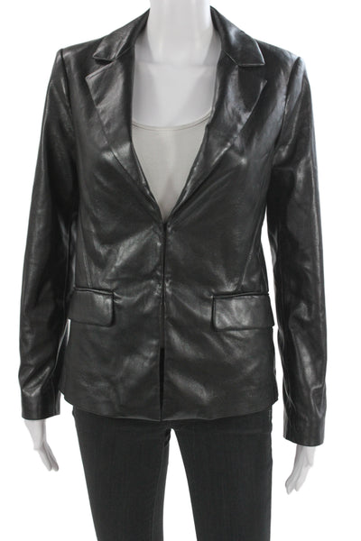 Alice + Olivia Women Black Collared Button Blazer Long Sleeve Polyester Size 6