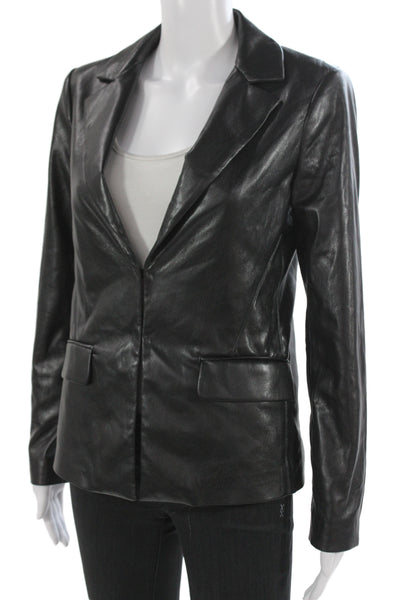 Alice + Olivia Women Black Collared Button Blazer Long Sleeve Polyester Size 6