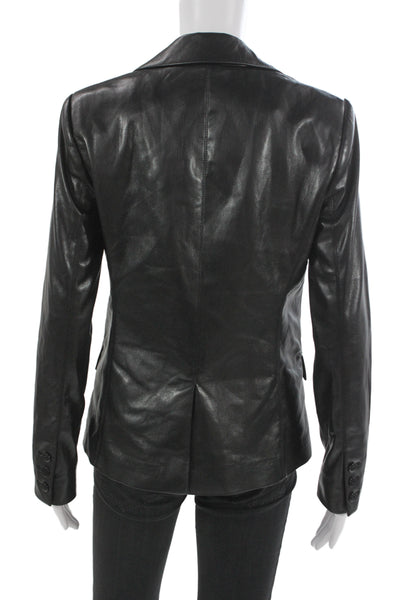 Alice + Olivia Women Black Collared Button Blazer Long Sleeve Polyester Size 6