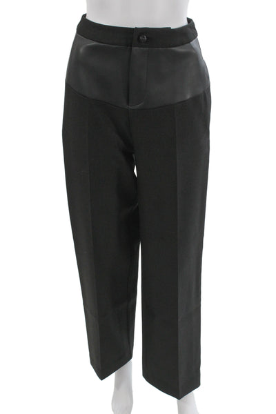 Maniere De Voir Women Cropped Dress Pants Black Polyester Button Size 2