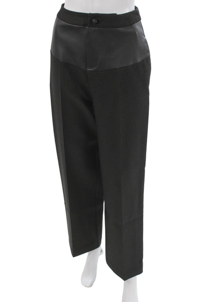 Maniere De Voir Women Cropped Dress Pants Black Polyester Button Size 2