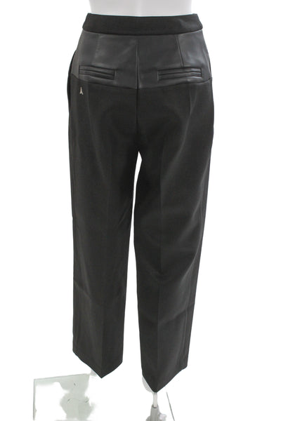 Maniere De Voir Women Cropped Dress Pants Black Polyester Button Size 2