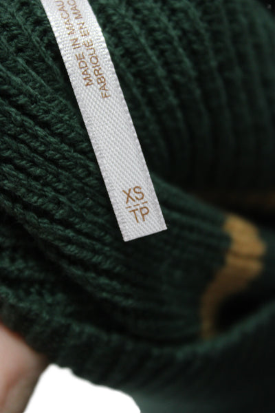 Free People Unisex Striped Green Crew Neck Pullover Sweater Size XS