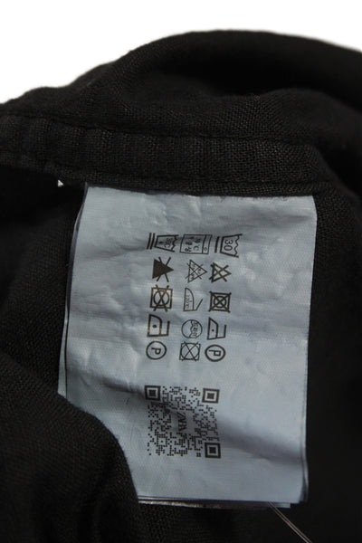 Zara Mens Linen Long Sleeves Button Down Shirt Black Size Large