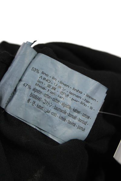 Zara Mens Linen Long Sleeves Button Down Shirt Black Size Large