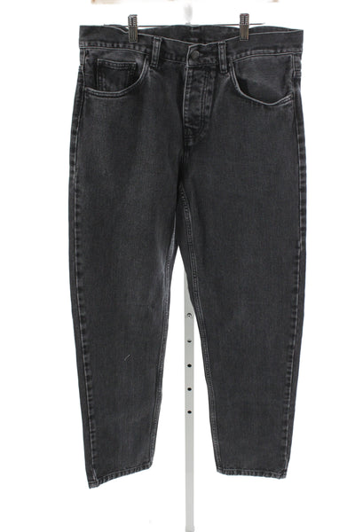 Carhartt Mens Straight Tapered Jeans Dark Gray Button 100% Cotton Size 32