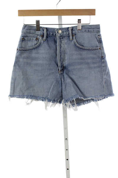 Agolde Unisex 90s Light Blue Organic Cotton Button Shorts Size 27