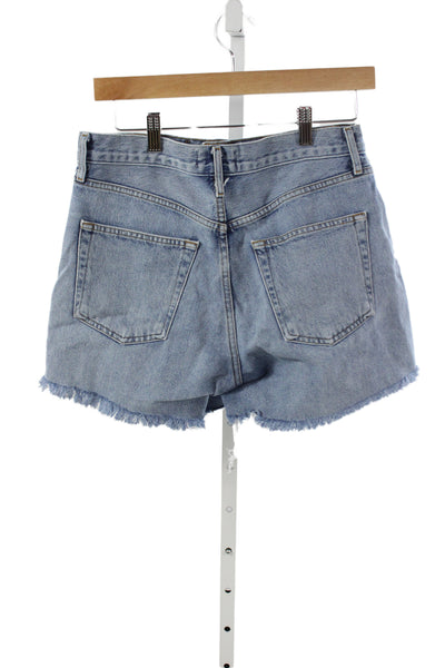 Agolde Unisex 90s Light Blue Organic Cotton Button Shorts Size 27