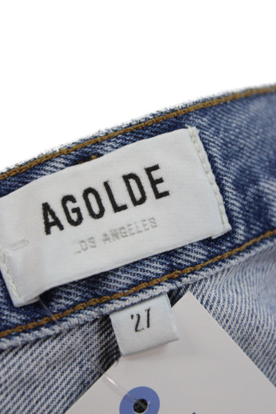 Agolde Unisex 90s Light Blue Organic Cotton Button Shorts Size 27