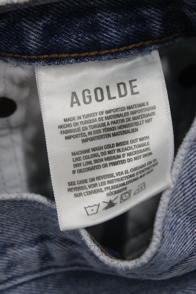 Agolde Unisex 90s Light Blue Organic Cotton Button Shorts Size 27