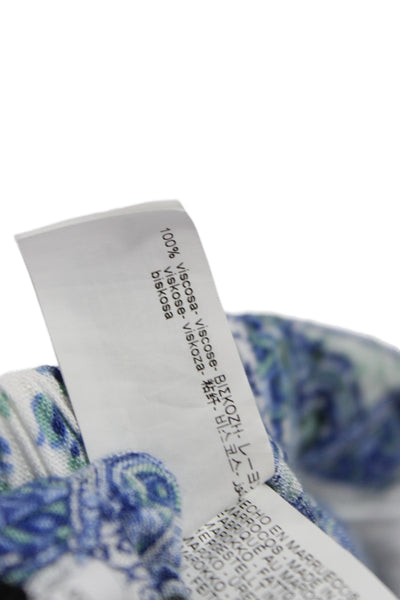 Zara Women Pajama Set Blue Viscose Paisley Collared Long Sleeve Size M
