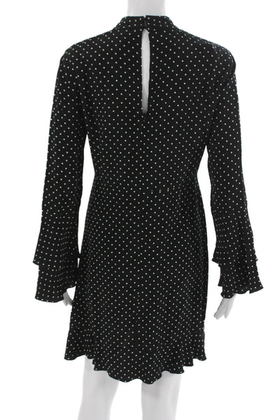 Zara Woman Womens Shift Dress Black Long Sleeve Mock Neck Polka Dot Size S