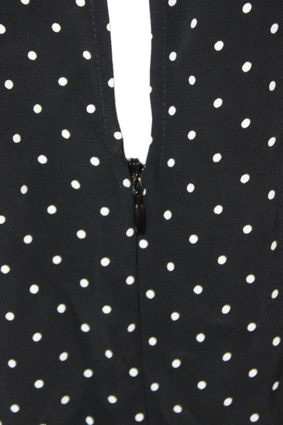 Zara Woman Womens Shift Dress Black Long Sleeve Mock Neck Polka Dot Size S