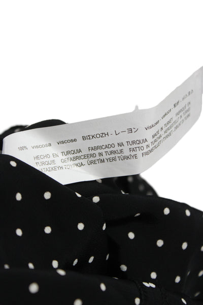 Zara Woman Womens Shift Dress Black Long Sleeve Mock Neck Polka Dot Size S