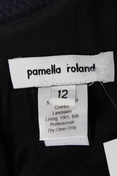 Pamella Roland Women Sheath Pencil Dress Dark Blue Wool Sleeveless Size 12