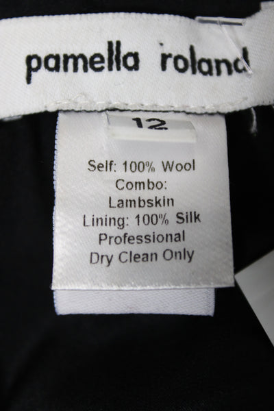 Pamella Roland Women Sheath Pencil Dress Dark Blue Wool Sleeveless Size 12