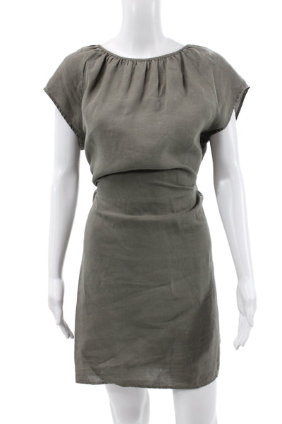 Joie Women Shift Shirt Dress Dark Gray Linen Short Sleeve Size M