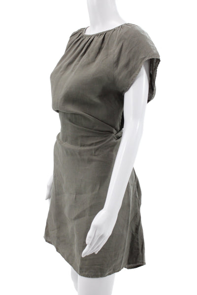 Joie Women Shift Shirt Dress Dark Gray Linen Short Sleeve Size M