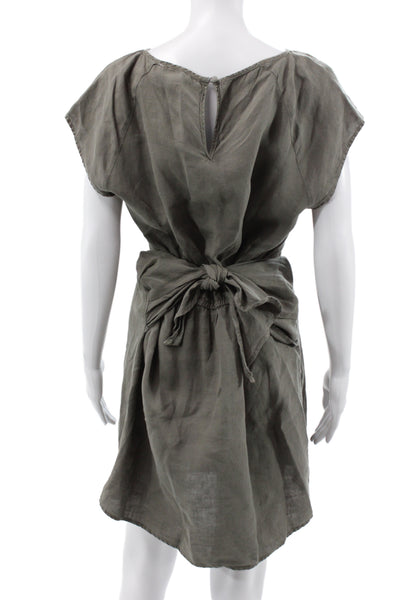 Joie Women Shift Shirt Dress Dark Gray Linen Short Sleeve Size M