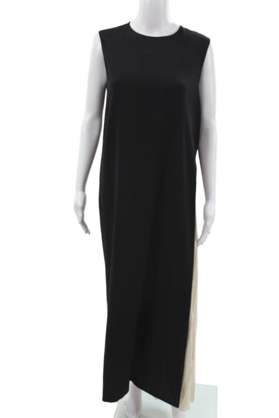 Dusan Womens Designer Black Sleeveless Button Long Striped Dress Size L