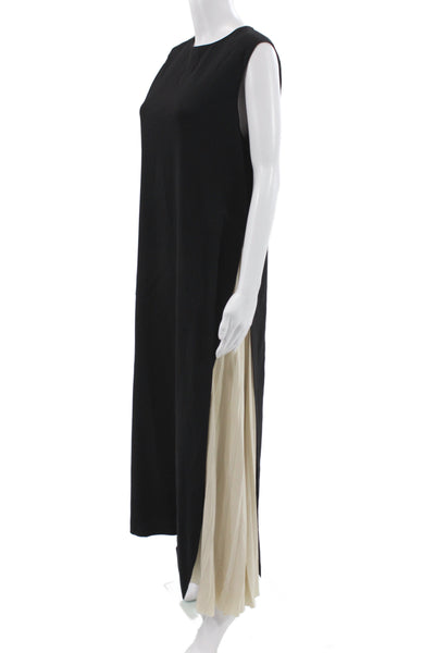 Dusan Womens Designer Black Sleeveless Button Long Striped Dress Size L