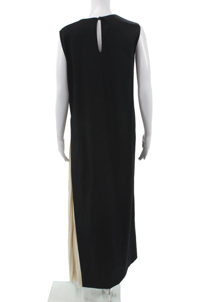Dusan Womens Designer Black Sleeveless Button Long Striped Dress Size L