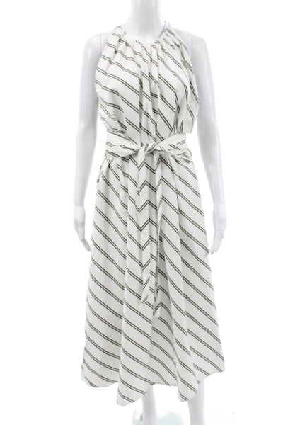 Dusan Womens Designer Black Sleeveless Button Long Striped Dress Size L