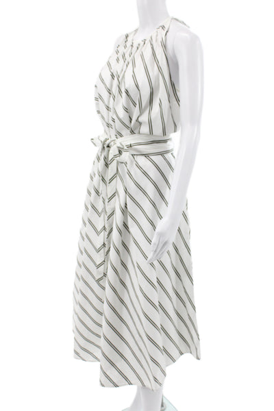 Dusan Womens Designer Black Sleeveless Button Long Striped Dress Size L
