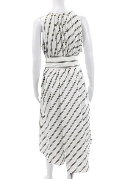 Dusan Womens Designer Black Sleeveless Button Long Striped Dress Size L