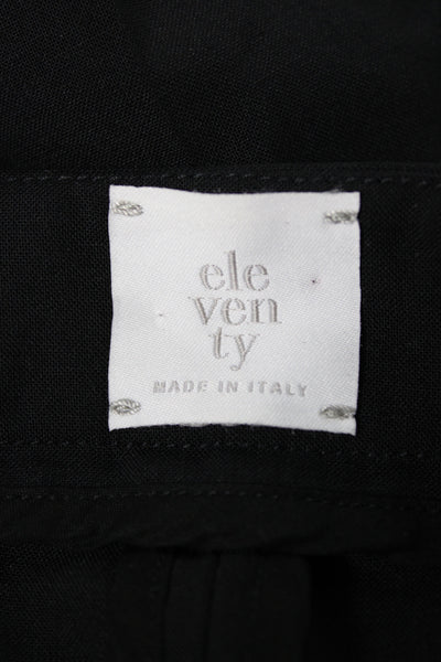 ELEVENTY Womens Black Cropped Dress Pants Button Closure Size 30