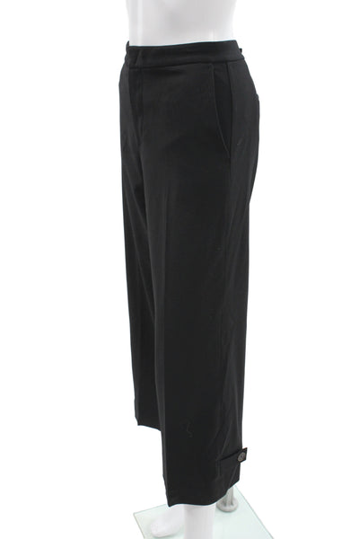 ELEVENTY Womens Black Cropped Dress Pants Button Closure Size 30