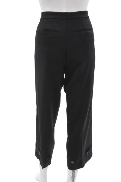ELEVENTY Womens Black Cropped Dress Pants Button Closure Size 30