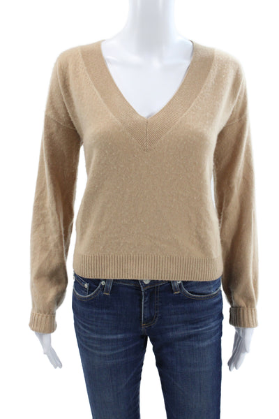 Intermix Unisex Beige 100% Cashmere V Neck Pullover Sweater Size M